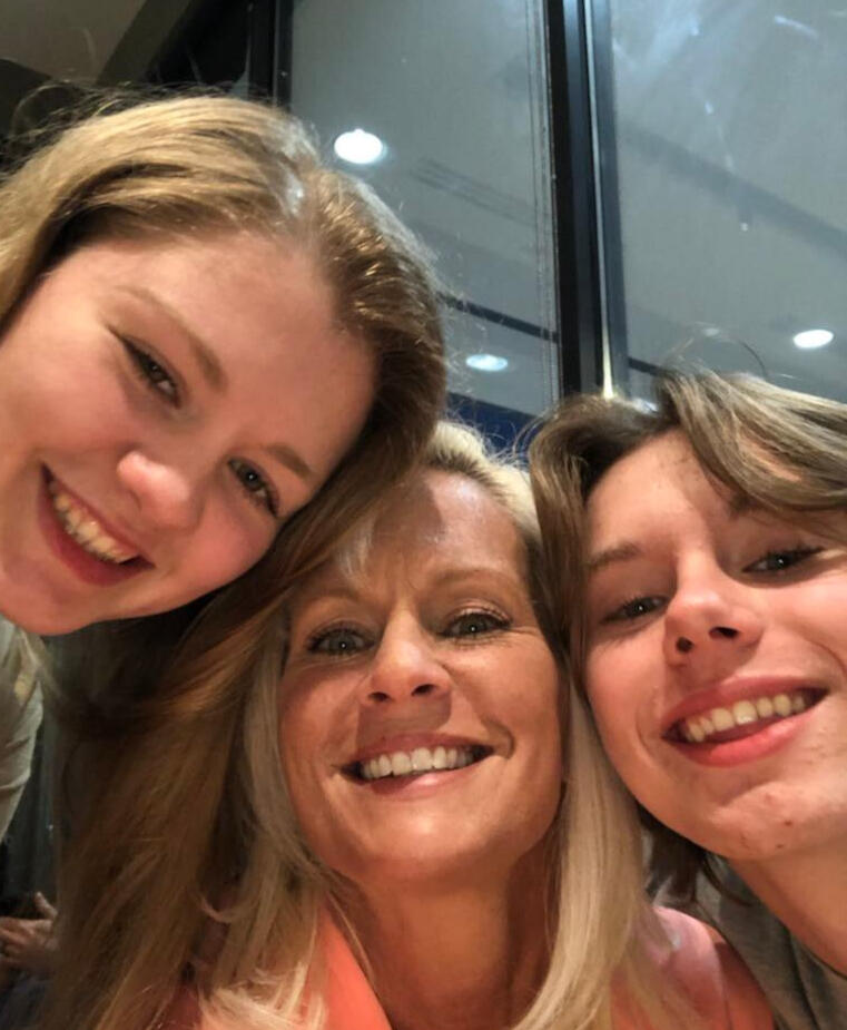 A selfie Shannon with her son and daughter